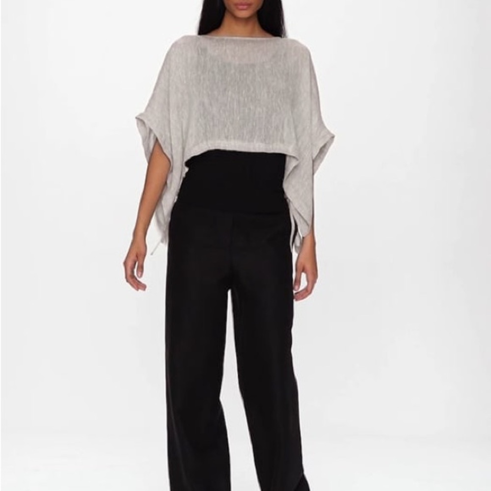 Eileen Fisher Organic Linen Gauze Cropped Poncho S/M perfect condition